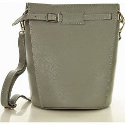 MARCO MAZZINI Designerska torebka skórzana na długim pasku crossbody szary. Szare listonoszki damskie marki MAZZINI, w paski, ze skóry. Za 299,00 zł.
