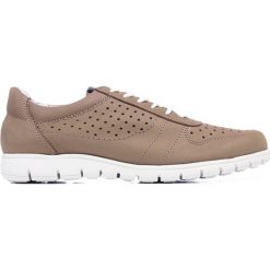 Skórzane sneakersy w kolorze brązowym. Pomarańczowe trampki męskie Eva Lopez, Maria Barcelo, na sznurówki. W wyprzedaży za 279,95 zł.