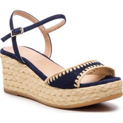 Espadryle UNISA - Kisses Ks Ocean. Niebieskie espadryle damskie Unisa, bez wzorów, z zamszu, bez obcasa, na obcasie. W wyprzedaży za 299,00 zł.