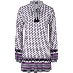 Tunika shirtowa we wzór paisley, długi rękaw bonprix ciemny lila "paisley". Fioletowe tuniki damskie bonprix, bez wzorów, bez kołnierzyka, z długim rękawem. Za 84,99 zł.