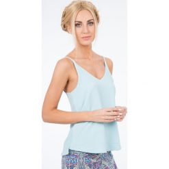 Turkusowy Top na Ramiączkach 20122. Niebieskie bluzki damskie marki Fasardi, s. Za 39,00 zł.