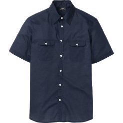 Koszula z krótkim rękawem bonprix ciemnoniebieski. Niebieskie koszule męskie bonprix, na lato, xl, bez wzorów, z bawełny, bez kołnierzyka, z krótkim rękawem. Za 54,99 zł.