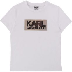 Karl Lagerfeld - T-shirt dziecięcy 126-150 cm. Białe t-shirty chłopięce KARL LAGERFELD, z nadrukiem, z bawełny, bez rękawów. W wyprzedaży za 179,90 zł.