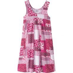 Sukienka shirtowa bonprix jeżynowy wzorzysty. Fioletowe sukienki dziewczęce bonprix, z nadrukiem, bez rękawów. Za 44,99 zł.