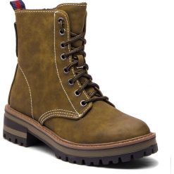 Trapery S.OLIVER - 5-25233-21 Olive 720. Zielone trapery damskie S.Oliver, ze skóry ekologicznej, bez obcasa, bez zapięcia. W wyprzedaży za 199,00 zł.