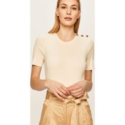 Lauren Ralph Lauren - Sweter. Białe swetry damskie Lauren Ralph Lauren, m, bez wzorów, z bawełny, z krótkim rękawem, krótkie, bez kaptura. W wyprzedaży za 269,90 zł.
