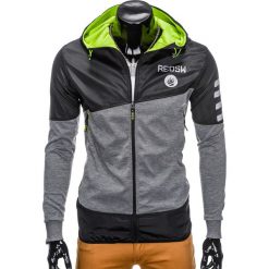 Bluzy męskie: BLUZA MĘSKA ROZPINANA Z KAPTUREM B780 – SZARA