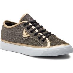 Tenisówki EMPORIO ARMANI - X3X054 XL487 K002 Black/Gold. Żółte półbuty damskie marki Emporio Armani, bez wzorów, ze skóry, bez zapięcia. Za 709,00 zł.
