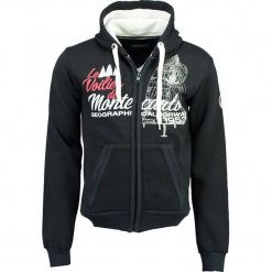 Bluza "Gatche" w kolorze granatowym. Niebieskie bluzy męskie rozpinane marki Geographical Norway Men, m, z haftami, prążkowane. W wyprzedaży za 136,95 zł.