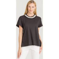 T-SHIRT TWINSET. Czarne t-shirty damskie Twinset, s, bez wzorów, z bawełny, z okrągłym kołnierzem. Za 499,00 zł.