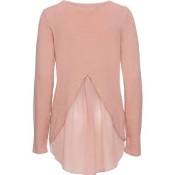 Sweter z koszulową wstawką bonprix stary jasnoróżowy. Różowe swetry damskie bonprix, bez wzorów, z szyfonu, retro, bez rękawów, bez kaptura. Za 79,99 zł.