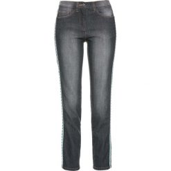Dżinsy z ozdobnymi paskami i ćwiekami bonprix szary denim. Jeansy damskie bonprix. Za 59,99 zł.