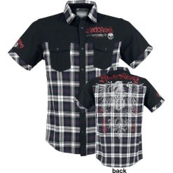 Rock Rebel by EMP Hard Decisions Workershirt czarny. Czarne koszule męskie marki Rock Rebel by EMP, s, z nadrukiem, rockowe, z dekoltem na plecach, z krótkim rękawem. Za 184,90 zł.