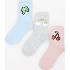 Kapcie damskie: 3 pack skarpet – Niebieski
