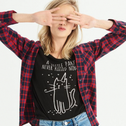 T-shirt z kocim motywem - Czarny. Czarne t-shirty damskie marki Sinsay, l. Za 14,99 zł.