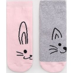 Blukids - Skarpetki dziecięce (2-pack). Szare skarpetki dziewczęce Blukids, bez wzorów, z elastanu. W wyprzedaży za 24,90 zł.