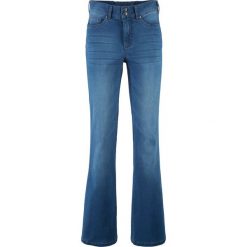 Spodnie ze stretchem SKINNY bonprix ciemnooliwkowy. Zielone jeansy damskie bonprix, bez wzorów. Za 44,99 zł.