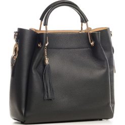 Shopper bag damskie: Skórzana torebka w kolorze czarnym – 40 x 32 x 13 cm