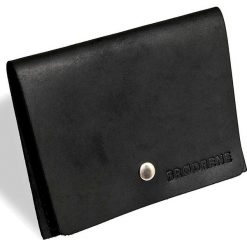Skórzany cienki portfel slim wallet BRODRENE SW06 czarny - Czarny. Czarne portfele męskie Brødrene, bez wzorów, ze skóry. Za 67,19 zł.