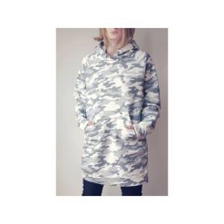 Szare Moro Kangurka Oversize. Szare bluzy damskie One mug a day, moro, z bawełny, z długim rękawem, długie, bez kaptura. Za 279,00 zł.