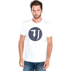 Trussardi Jeans Koszulka Biały. Białe podkoszulki męskie Trussardi Jeans, m, z nadrukiem, z jeansu, bez kołnierzyka, z krótkim rękawem. Za 240,95 zł.