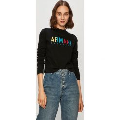 Armani Exchange - Sweter. Czarne swetry damskie Armani Exchange, s, z aplikacjami, z bawełny, z długim rękawem, długie, bez kaptura. Za 439,90 zł.