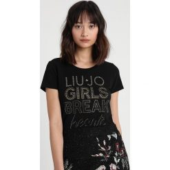 Liu Jo Jeans MODA GANNA Tshirt z nadrukiem black. Czarne koszulki damskie marki Liu Jo Jeans, s, z nadrukiem, z elastanu, bez kołnierzyka. Za 369,00 zł.