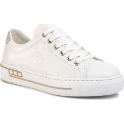 Sneakersy RIEKER - L88W1 - 80 Weiss. Białe półbuty damskie Rieker. Za 249,00 zł.