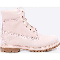 Timberland - Botki A1K3Z 6in. Szare buty zimowe damskie Timberland, z materiału, z okrągłym noskiem, na obcasie, na sznurówki. W wyprzedaży za 629,90 zł.
