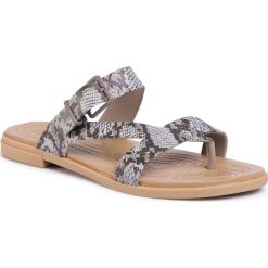 Japonki CROCS - Tulum Toe Poost Sandal W 206108 Mushroom/Stucco. Szare klapki damskie Crocs, bez wzorów, z tworzywa sztucznego, bez obcasa. W wyprzedaży za 139,00 zł.