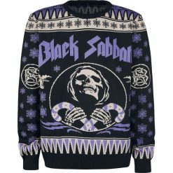 Swetry klasyczne męskie: Black Sabbath Holiday Sweater 2017 Sweter z dzianiny czarny/jasnofioletowy