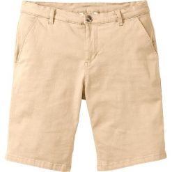 Bermudy ze stretchem Slim Fit bonprix beżowy. Brązowe spodenki i szorty męskie bonprix, m, bez wzorów. Za 99,99 zł.
