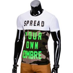 T-shirt męski z nadrukiem S835 - biały. Białe t-shirty męskie Inny, s, z nadrukiem, eleganckie, bez kołnierzyka. Za 14,99 zł.