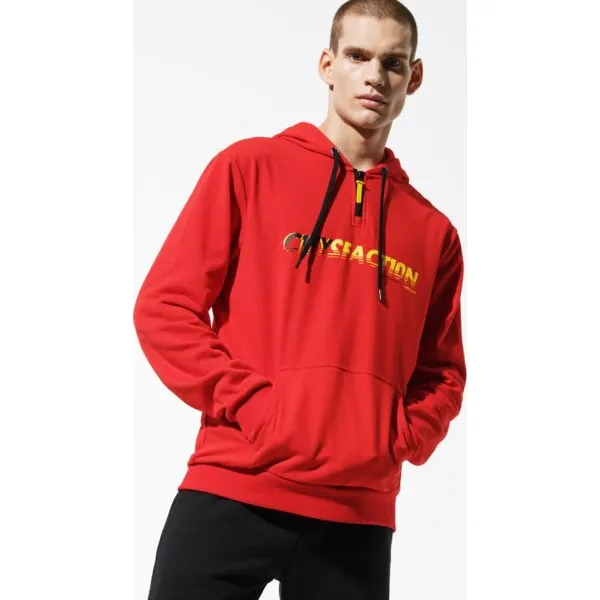 Confront Bluza City Red Hoody , czerwony, rozmiar M. Czerwone bluzy męskie Confront, m, bez wzorów, z bawełny, z kapturem, bez rękawów, bez kaptura. W wyprzedaży za 119,99 zł.