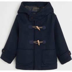 Mango Kids - Płaszcz dziecięcy Trenca5 80-104 cm. Niebieskie kurtki chłopięce Mango Kids, bez wzorów, z poliesteru, z kapturem. Za 199,90 zł.