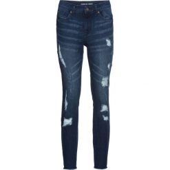 Dżinsy Super Skinny "push up", w krótszej długości bonprix ciemny denim. Niebieskie jeansy damskie bonprix, bez wzorów, z jeansu. Za 59,99 zł.