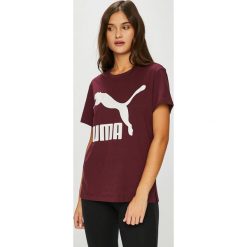 Puma - Top. Fioletowe topy damskie marki Puma, s, z nadrukiem, z elastanu, z okrągłym kołnierzem. W wyprzedaży za 89,90 zł.