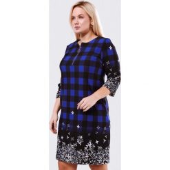 Czarno-Niebieska Sukienka Snappy. Niebieskie sukienki damskie Born2be, bez wzorów, z okrągłym kołnierzem, bez rękawów, mini. Za 59,99 zł.