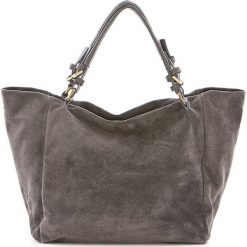 Shopper bag damskie: Skórzana torebka w kolorze ciemnoszarym – 42 x 20 x 40 cm