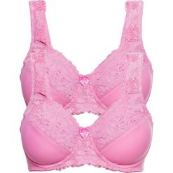 Biustonosz minimizer Pink Collection (2 szt.) bonprix 2x jasnoróżowy. Różowe biustonosze bonprix, w kwiaty, z koronki. Za 75,98 zł.