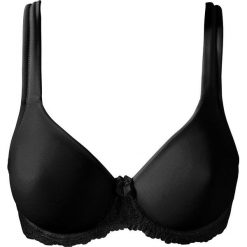Biustonosz t-shirt bonprix czarny. Czarne biustonosze bonprix, w koronkowe wzory, z koronki. Za 54,99 zł.