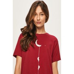 Answear - T-shirt. Brązowe bluzki damskie ANSWEAR, s, z nadrukiem, z bawełny, z okrągłym kołnierzem. Za 39,90 zł.