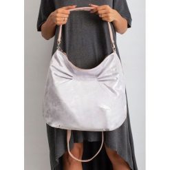 Torebka damska worek shopper bag 003 srebrna - srebrny. Szare torby damskie na zakupy w paski, z jeansu, eleganckie, duże. Za 69,99 zł.