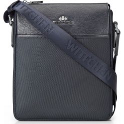 Torba 87-4-549-N. Niebieskie listonoszki męskie Wittchen, w paski, eleganckie, małe. Za 254,15 zł.