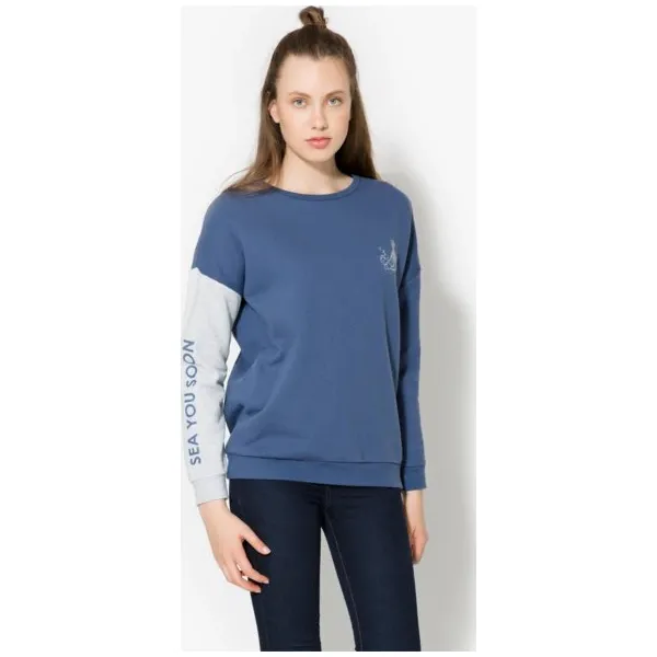 Confront Bluza Cres , niebieski, rozmiar L. Niebieskie bluzy damskie Confront, l, bez wzorów, z bawełny, bez rękawów, bez kaptura. W wyprzedaży za 69,99 zł.