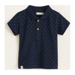 Mango Kids - Polo dziecięce Polodot 80-104 cm. Niebieskie t-shirty chłopięce Mango Kids, bez wzorów, z bawełny, z krótkim rękawem. Za 35,90 zł.