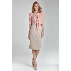 Beżowa Ołówkowa Elegancka Spódnica. Brązowe spódniczki damskie marki Molly.pl, s, bez wzorów, eleganckie, długie, midi, ołówkowe. Za 95,90 zł.