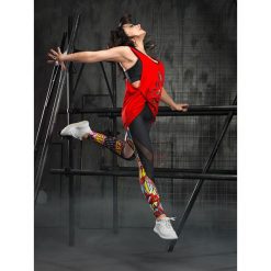 Bluzka RED BEAST. Czerwone bluzki sportowe damskie FJ!, m, z nadrukiem, z wiskozy, bez kołnierzyka, bez rękawów, bez kaptura, na fitness i siłownię. Za 99,00 zł.