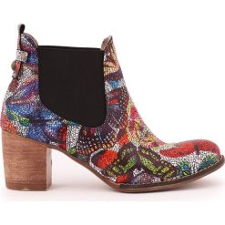 Kolorowe sztyblety na słupku - skóra naturalna - model 455 - kolor motyl. Botki damskie Zapato, na zimę, ze skóry, klasyczne, na wysokim obcasie, na obcasie, bez zapięcia. W wyprzedaży za 299,25 zł.
