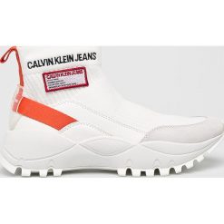 Calvin Klein Jeans - Buty. Białe buty sportowe damskie marki Calvin Klein Jeans, bez wzorów, z jeansu, sportowe. Za 699,90 zł.